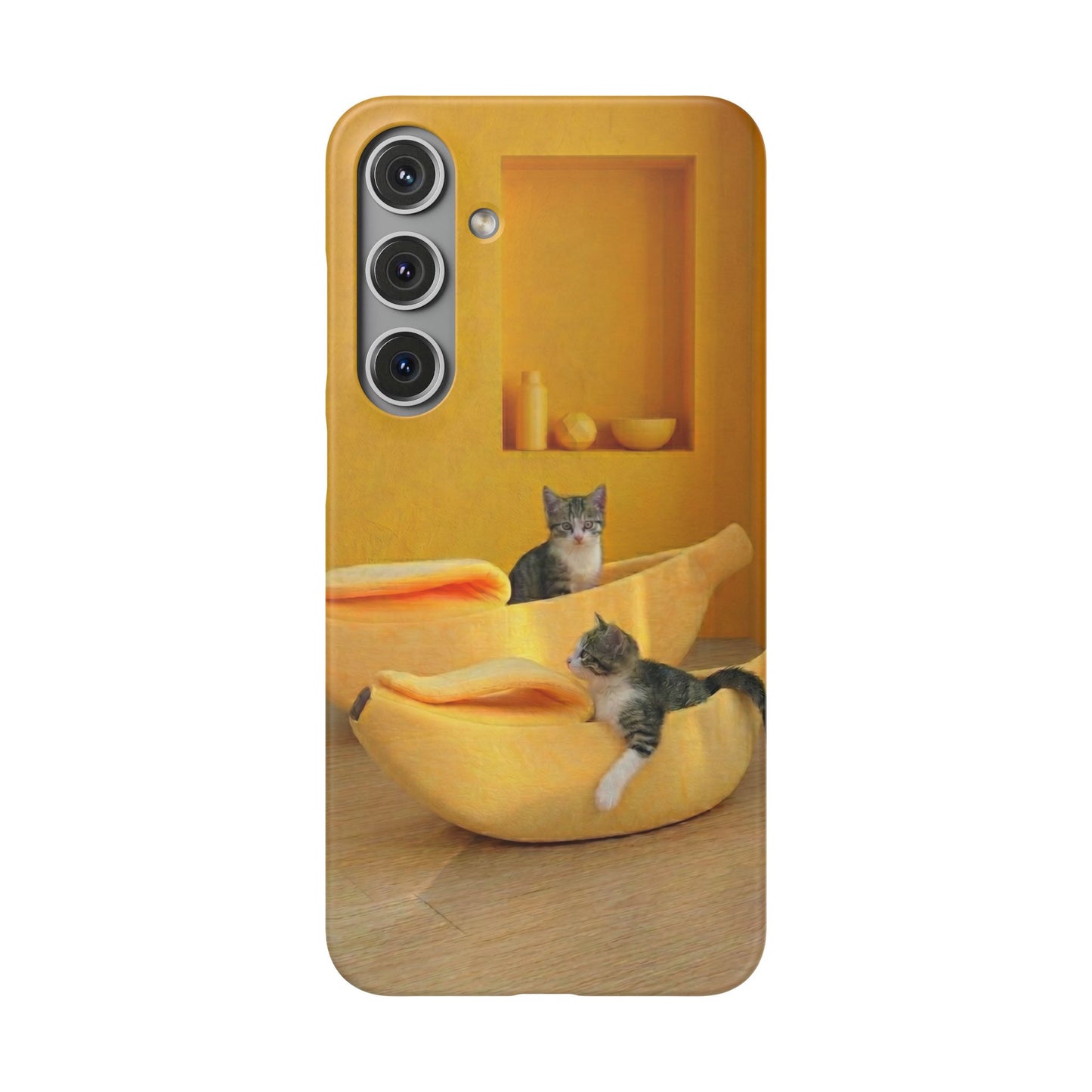 Cat Cozy Phone Case – Cute Kittens in Yellow Living Room Snap Case