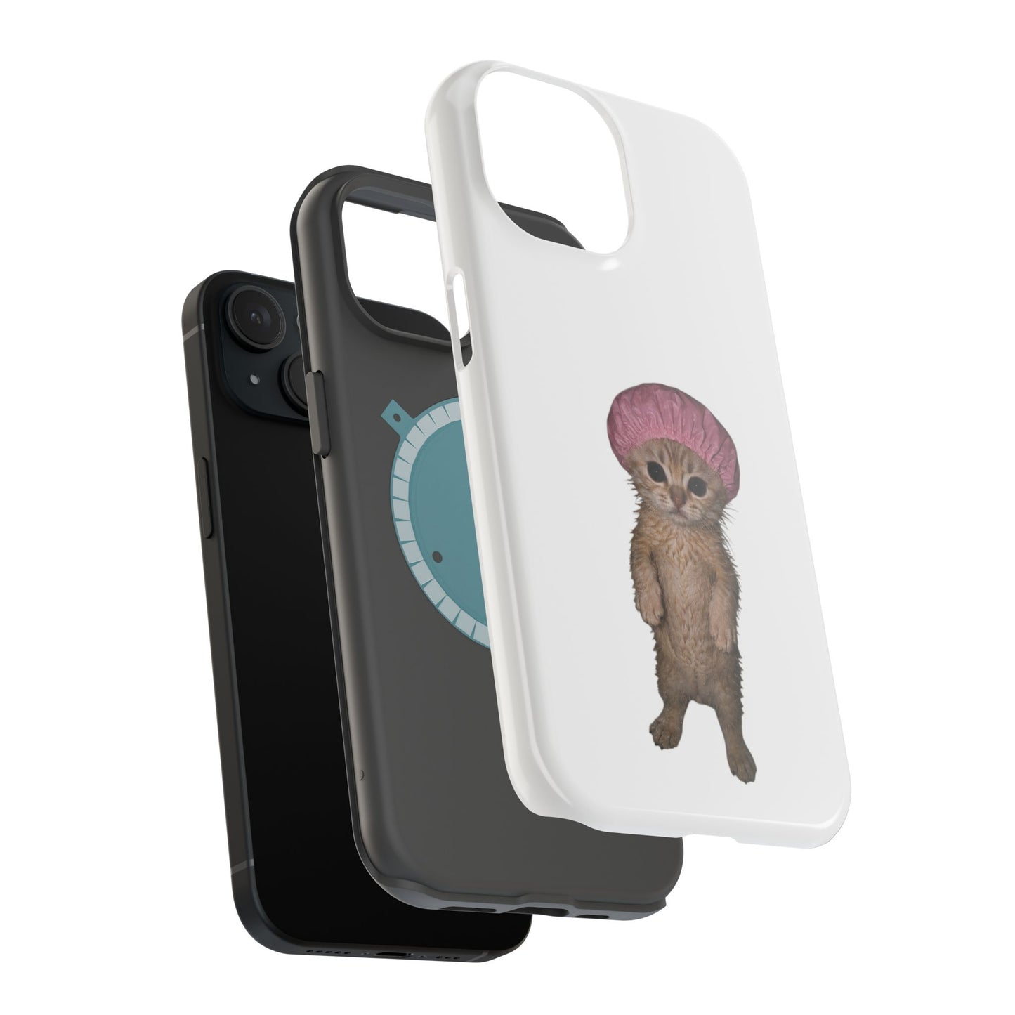Cute Kitten in Shower Cap  Magnetic Impact-Resistant