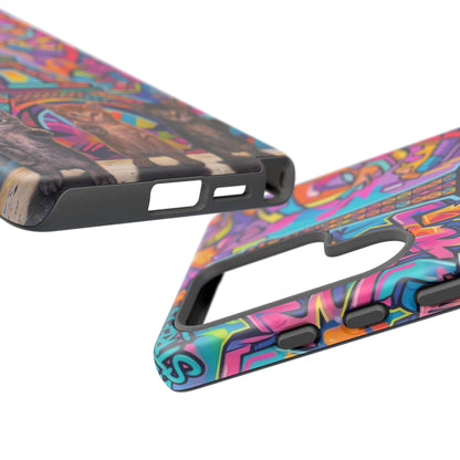 Cat Graffiti Eiffel Phone Case — Colorful Urban Parisian iPhone Cover