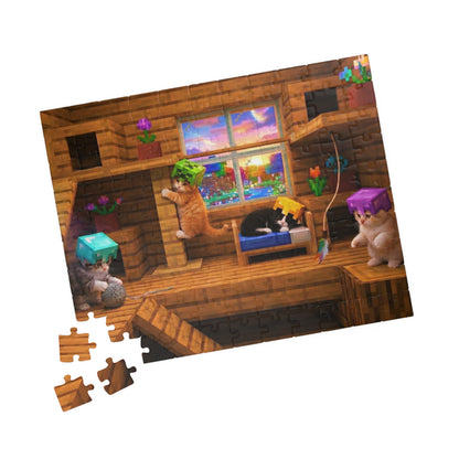 Cozy Cat Cabin Jigsaw Puzzle — Cute Cats in a Wooden Loft (110–1014 pcs)