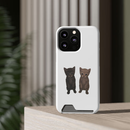 Cute Kitten Duo Phone Case with Card Holder