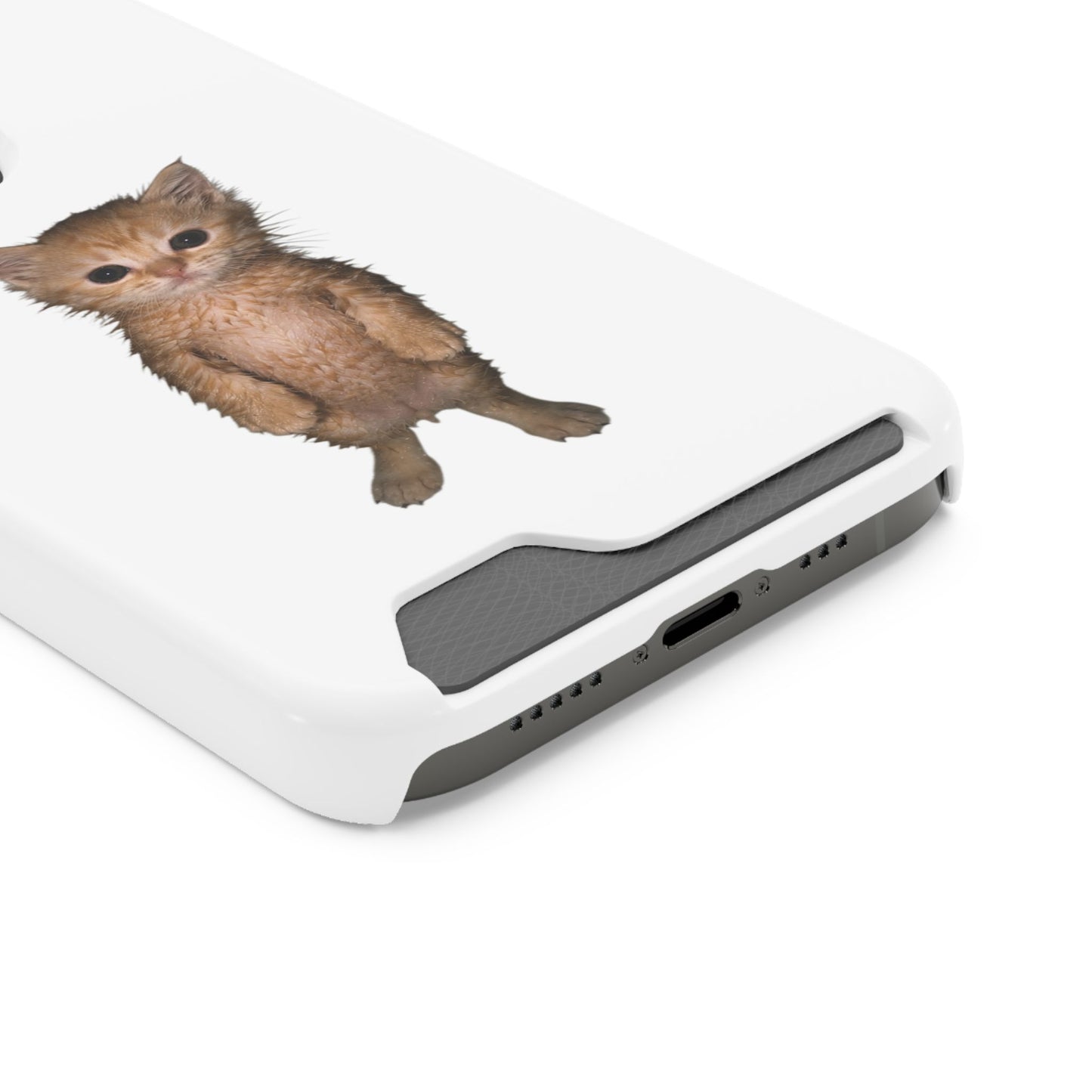 Cute Standing Kitten Phone Case with Card Holder