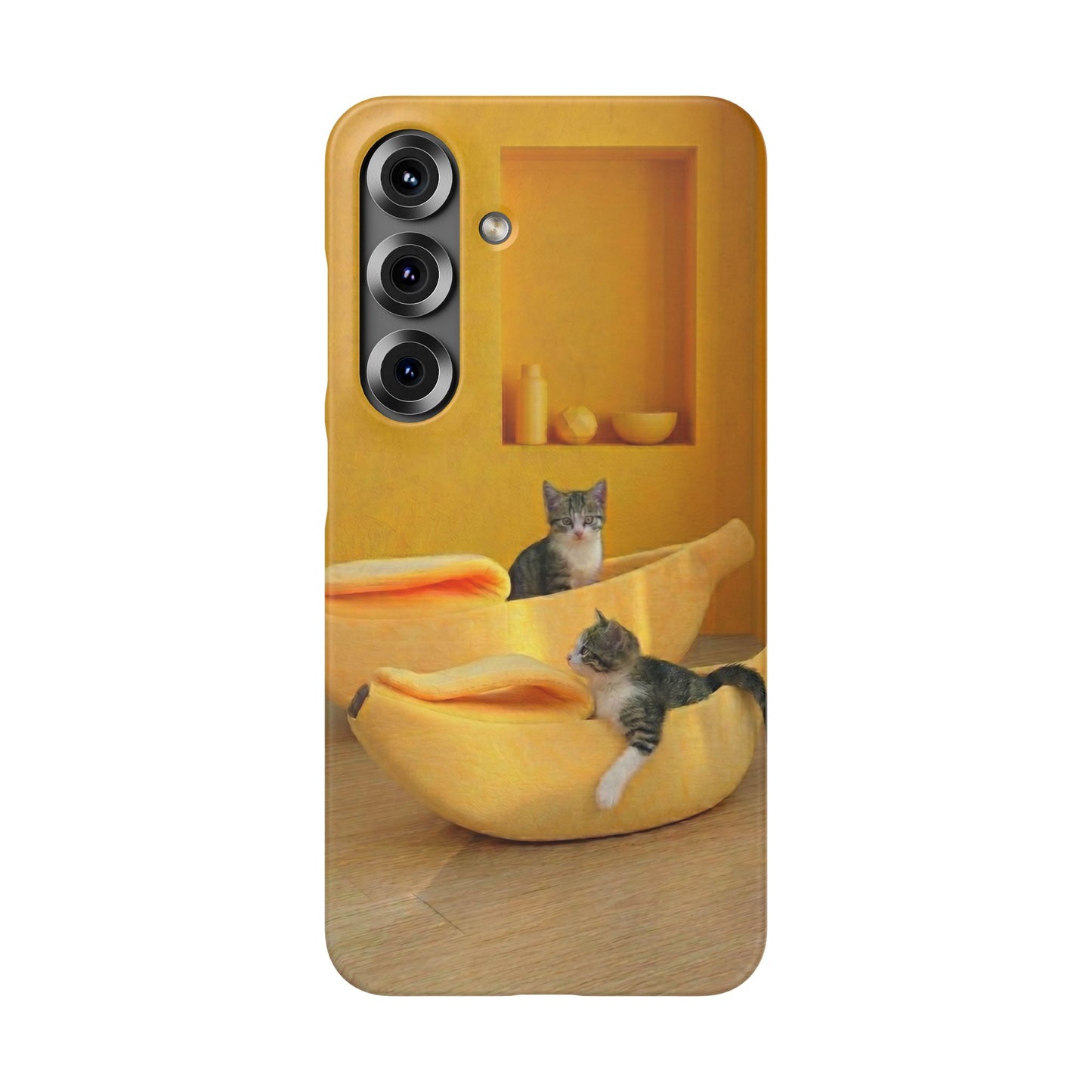 Cat Cozy Phone Case – Cute Kittens in Yellow Living Room Snap Case