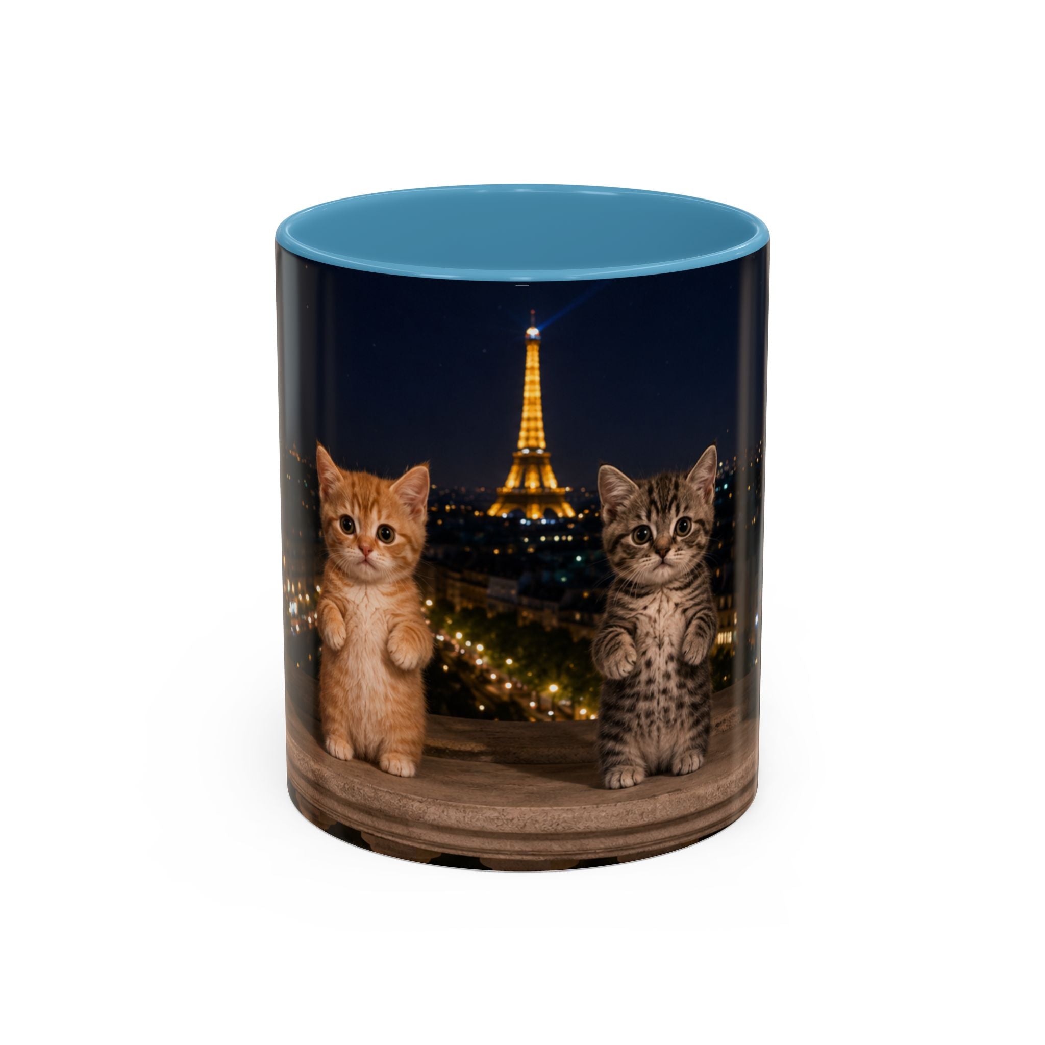 Paris Kittens Coffee Mug — Cute Cat Nightscape Accent Mug (11/15 oz)