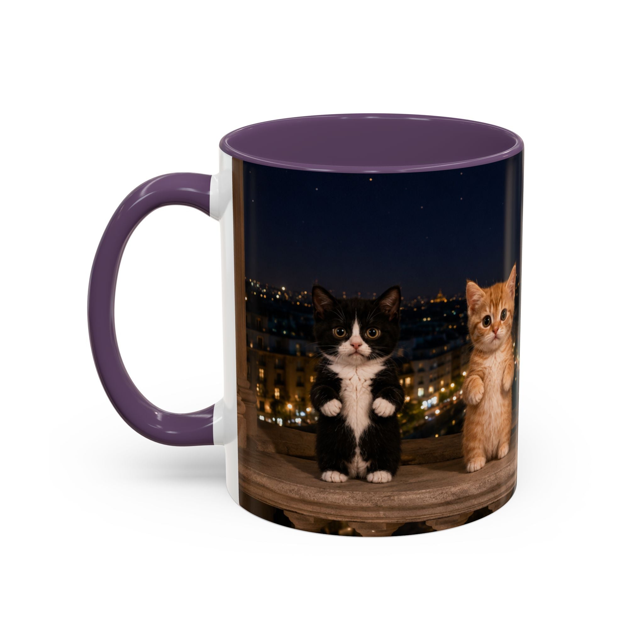 Paris Kittens Coffee Mug — Cute Cat Nightscape Accent Mug (11/15 oz)