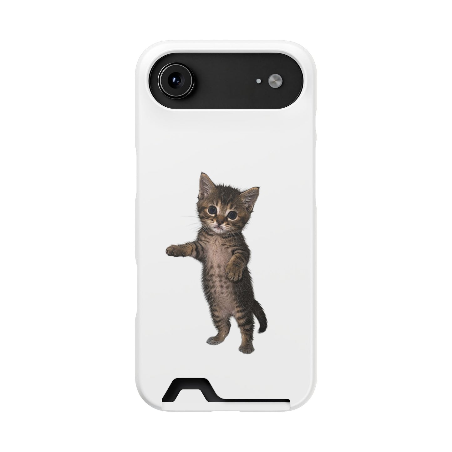 Cute Standing Kitten Phone Case with Card Holder