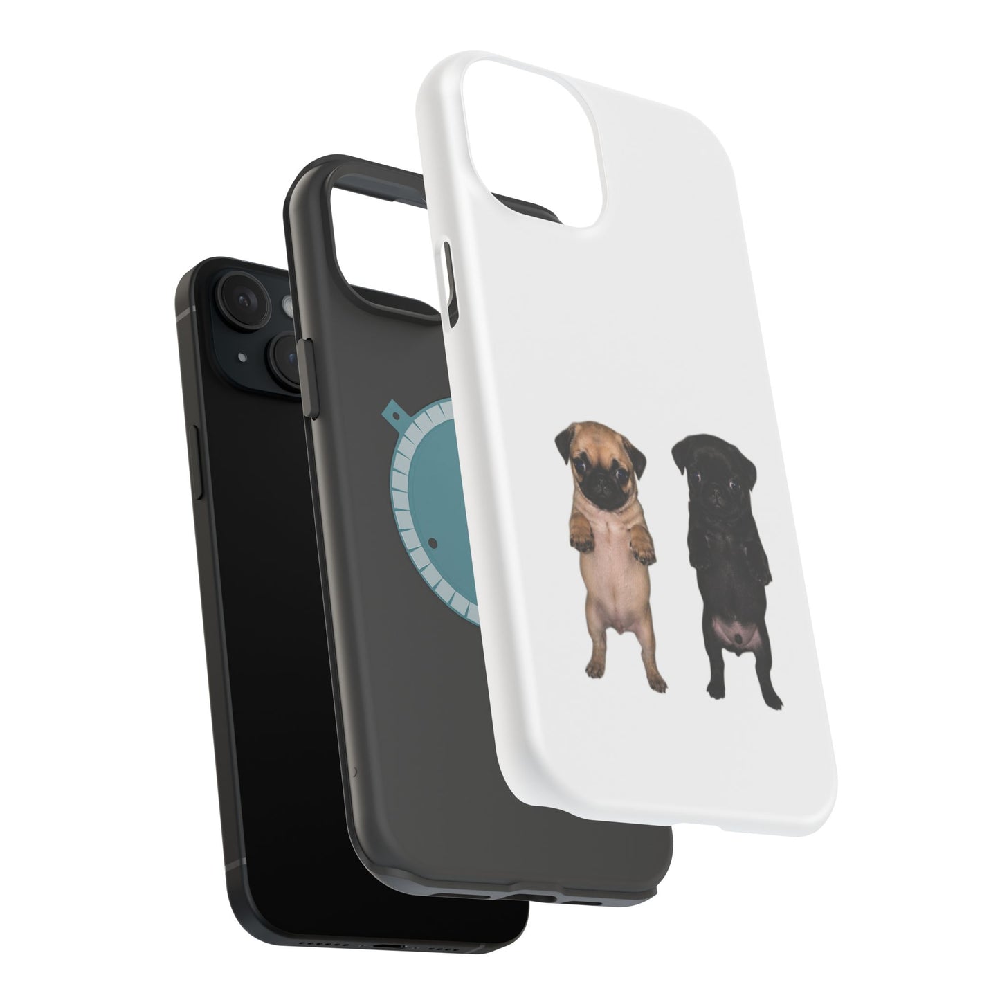 Cute Standing Pug Duo Magnetic Impact-Resistant Phone Case