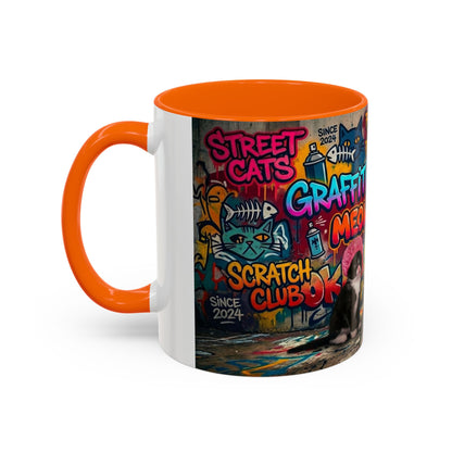 Graffiti Meow Squad Accent Coffee Mug — Cute Kittens ‘Purr-ject’ Street Art Design (11/15oz)