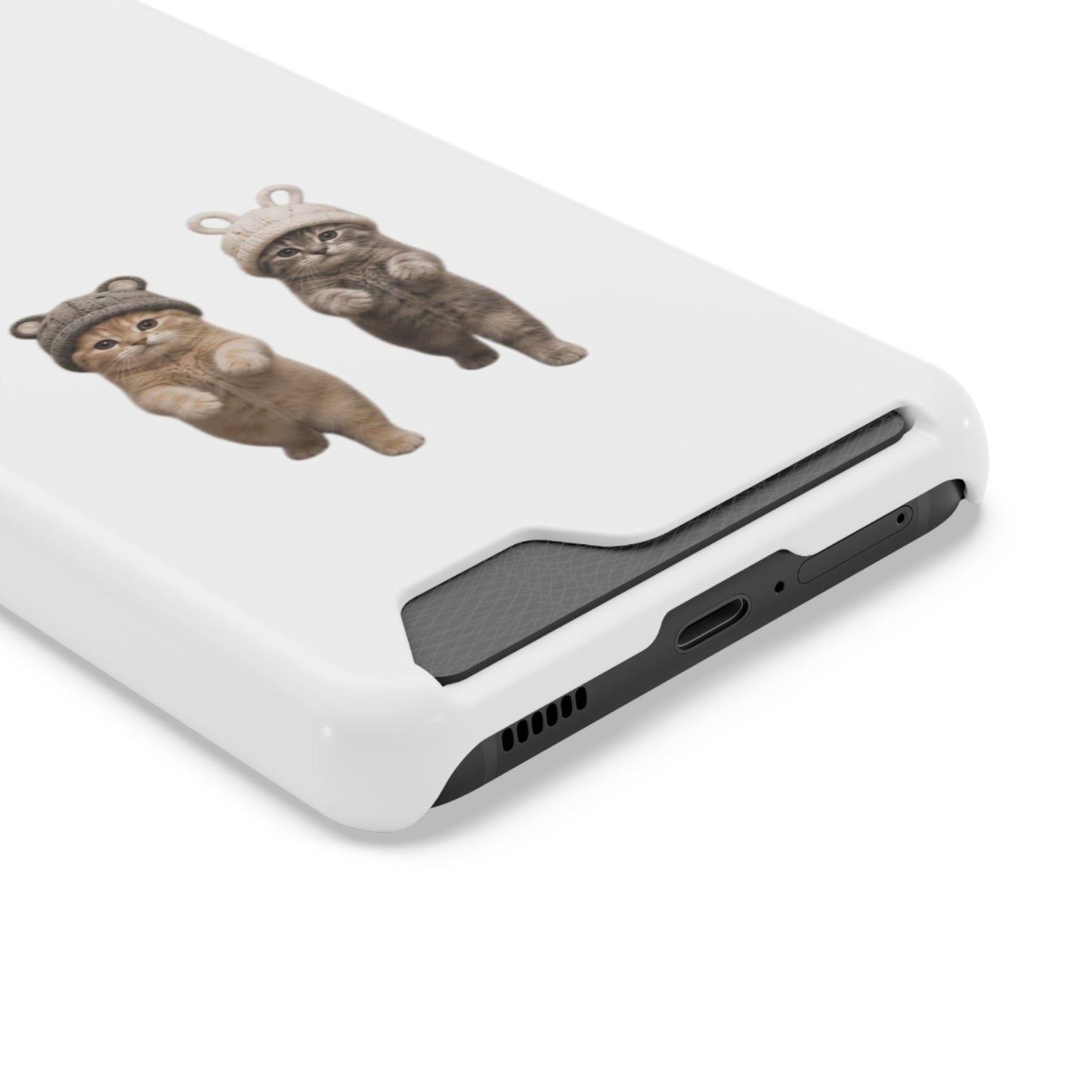 Kawaii Cats with Bear & Bunny  Cute Cat Duo Phone Card Case