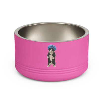 Cute Cat with Blue Shower Cap Pet Bowl  (18 oz)
