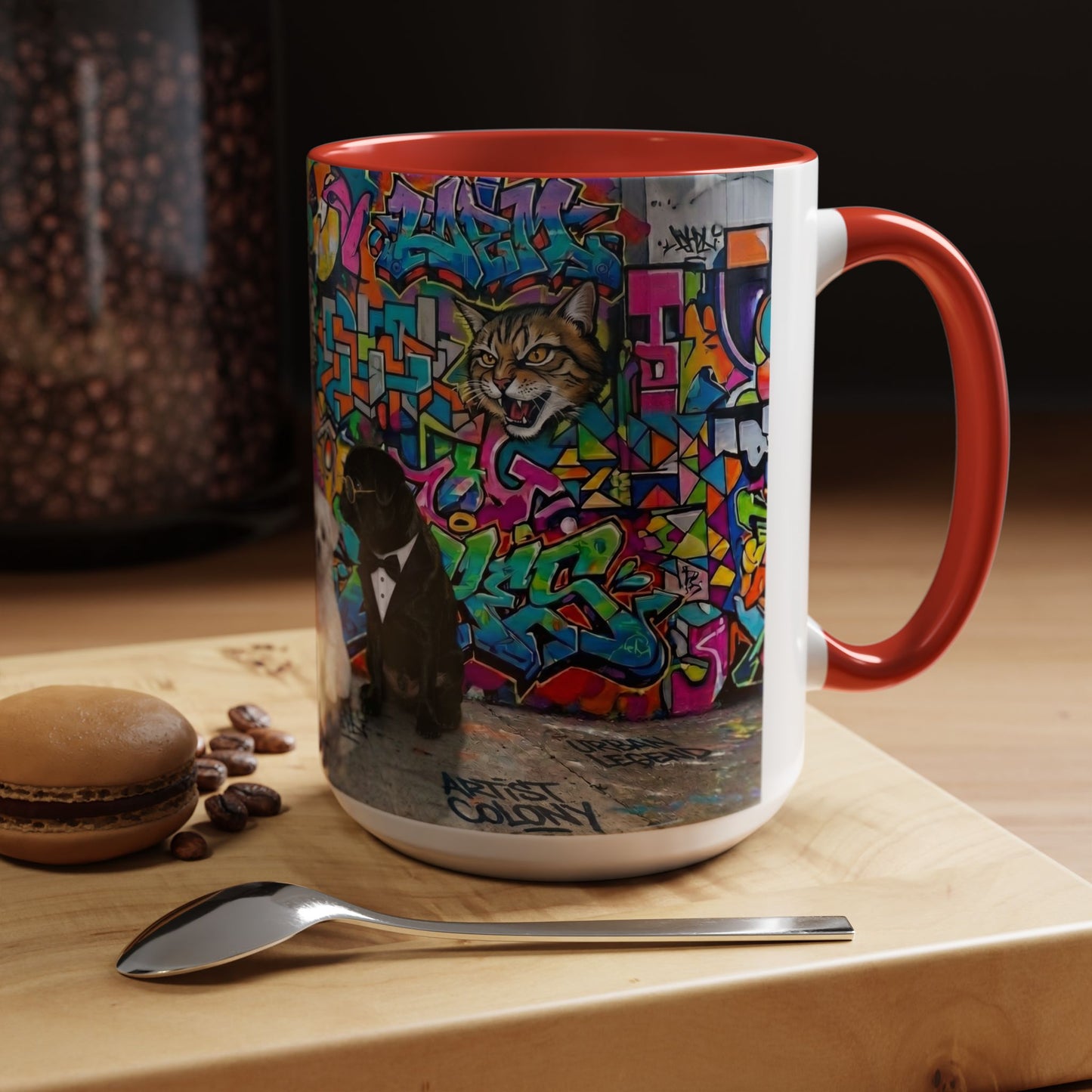 Graffiti Pets Coffee Mug — Colorful Street Art Dog & Cat Accent Mug (11/15oz)
