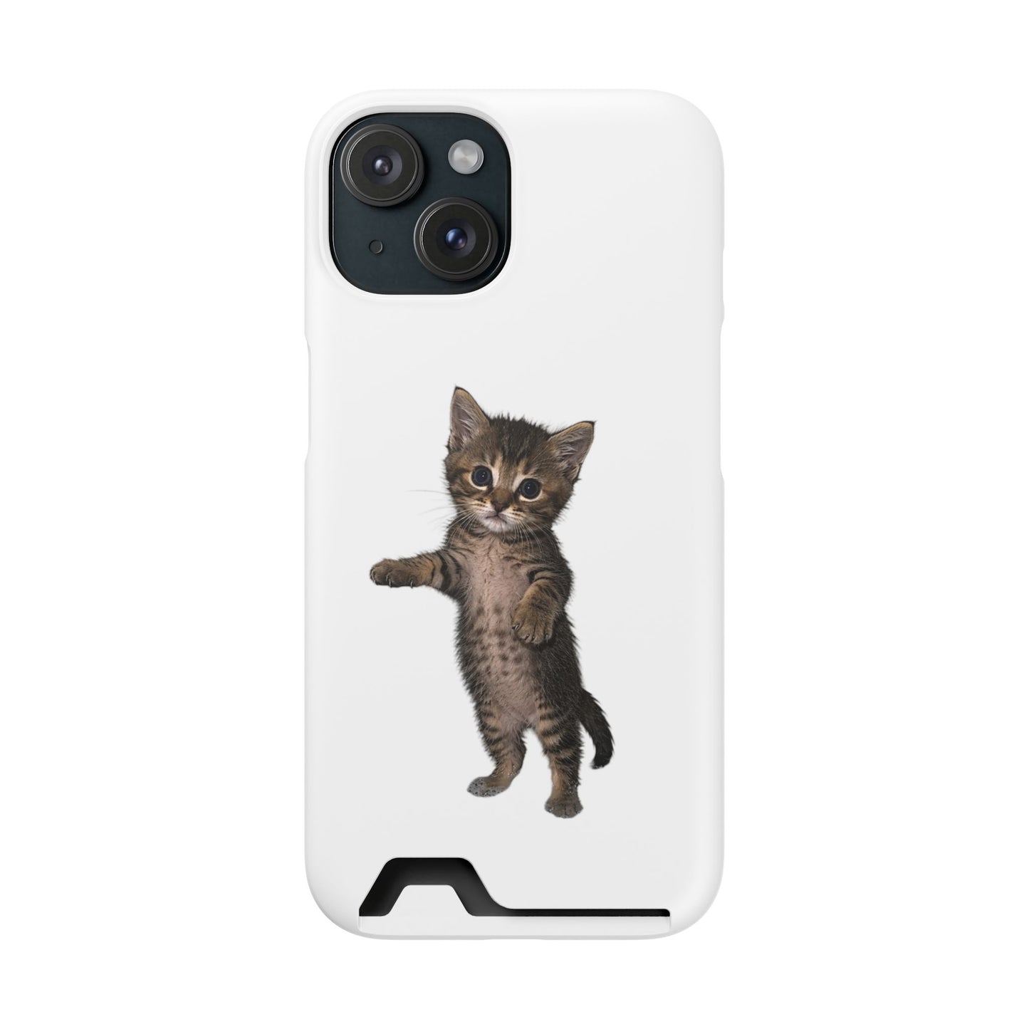 Cute Standing Kitten Phone Case with Card Holder