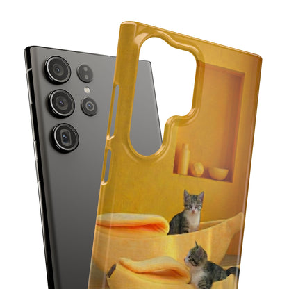 Cat Cozy Phone Case – Cute Kittens in Yellow Living Room Snap Case