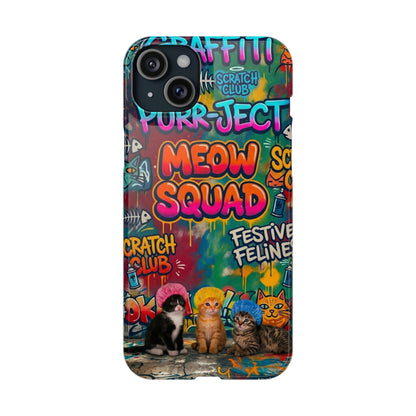 Meow Squad Graffiti Phone Case — Colorful Cat Crew Slim Case