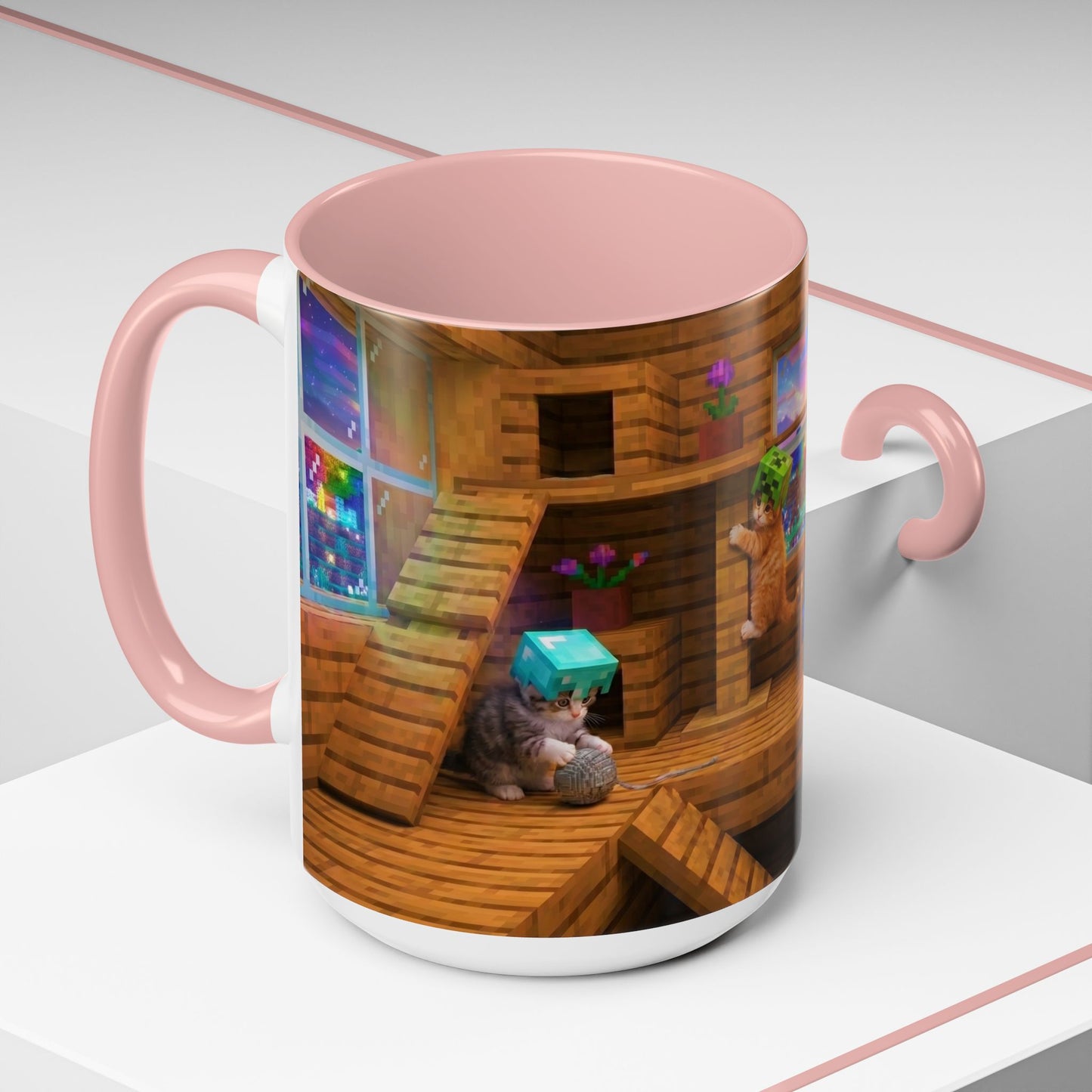 Cozy Cat Tree Accent Coffee Mug — Cute Kitten Window Scene (11/15 oz)