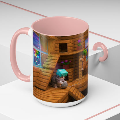 Cozy Cat Tree Accent Coffee Mug — Cute Kitten Window Scene (11/15 oz)