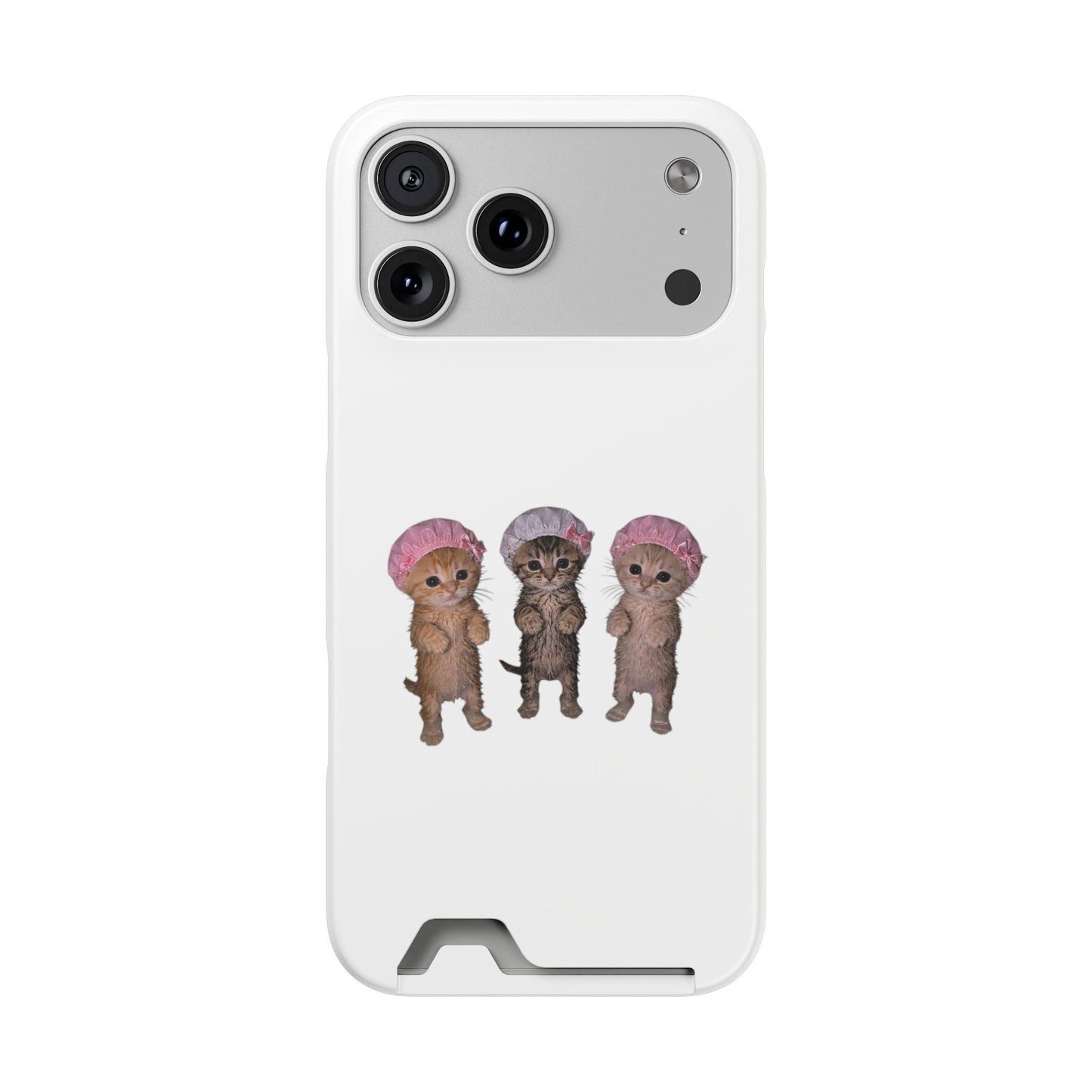 Cute Three Kittens Phone Case with Card Holder