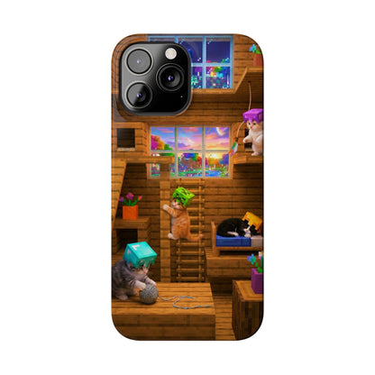 Minecraft Cozy Treehouse Slim Phone Case — Gamer Pixel Cabin Design
