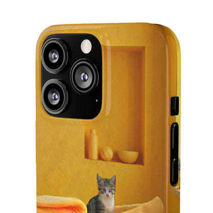 Cat Cozy Phone Case – Cute Kittens in Yellow Living Room Snap Case