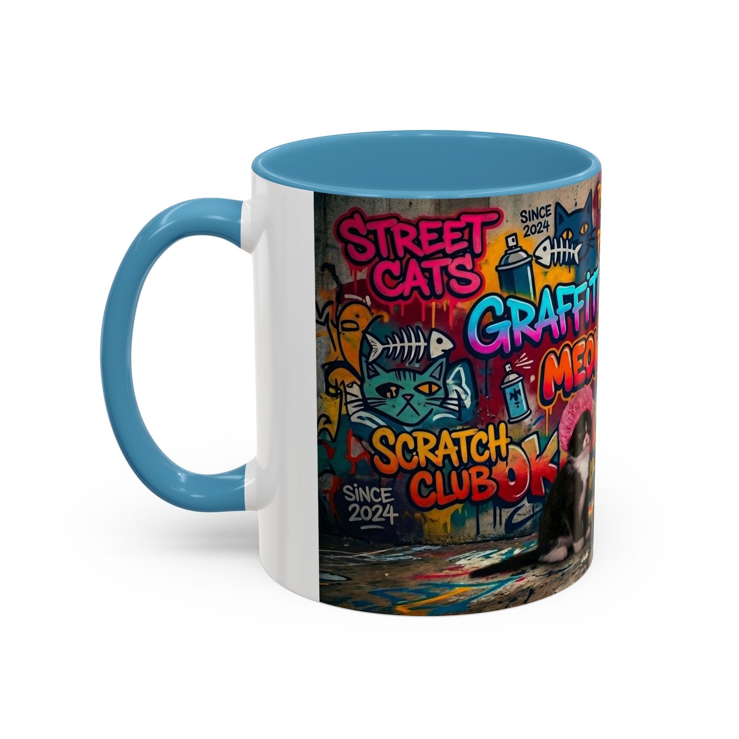 Graffiti Meow Squad Accent Coffee Mug — Cute Kittens ‘Purr-ject’ Street Art Design (11/15oz)