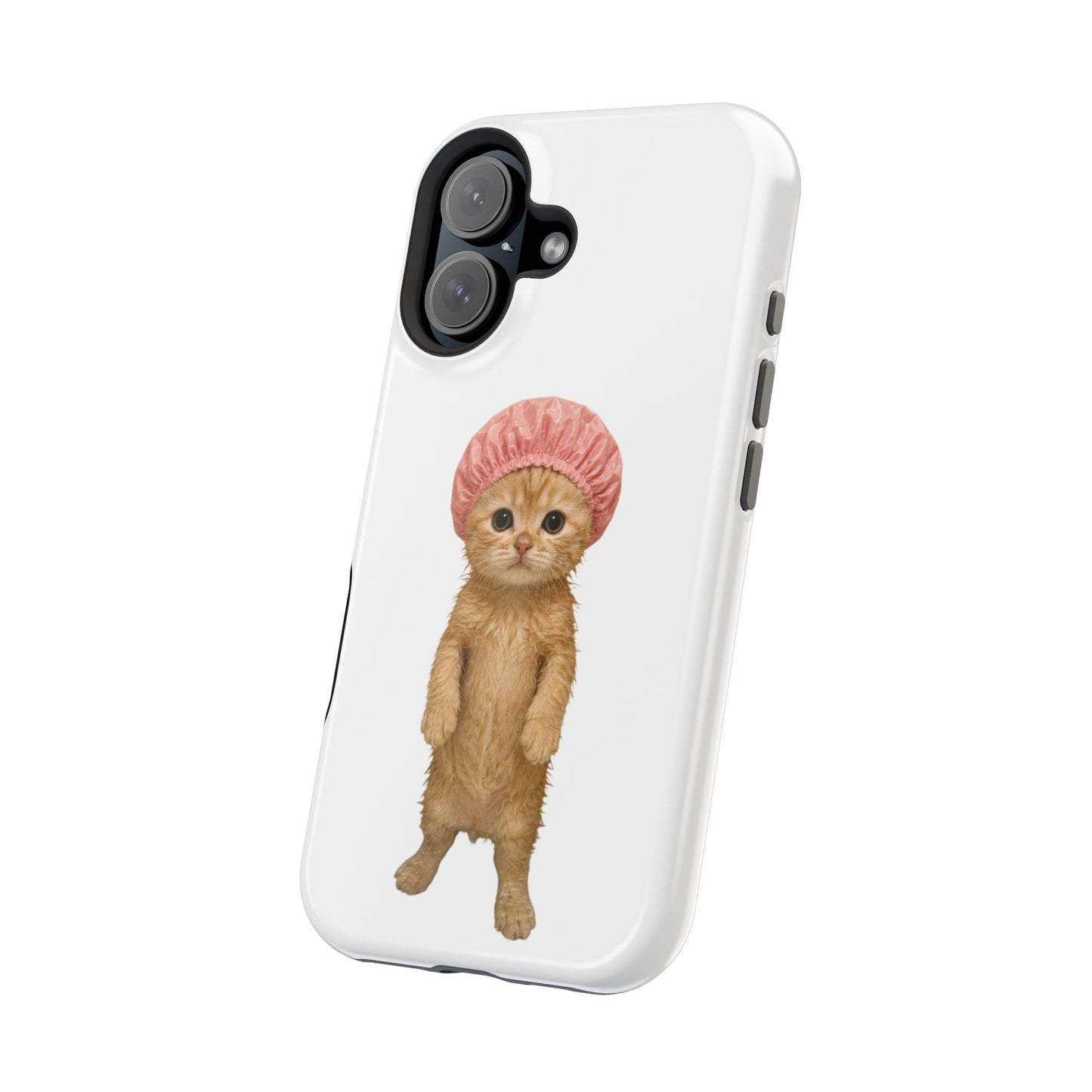 Cute Kitten in Shower Cap Magnetic Impact-Resistant Phone Case