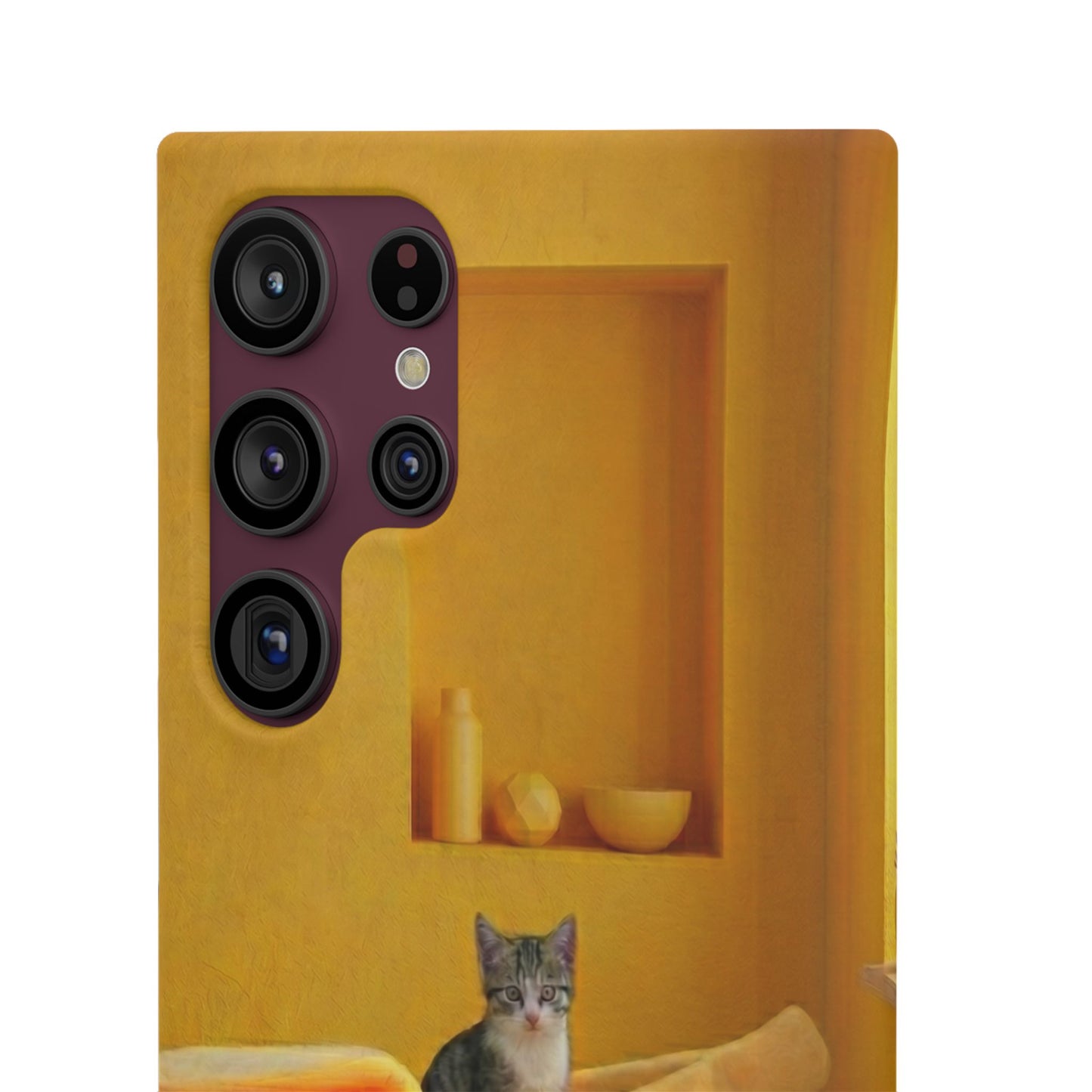 Cat Cozy Phone Case – Cute Kittens in Yellow Living Room Snap Case