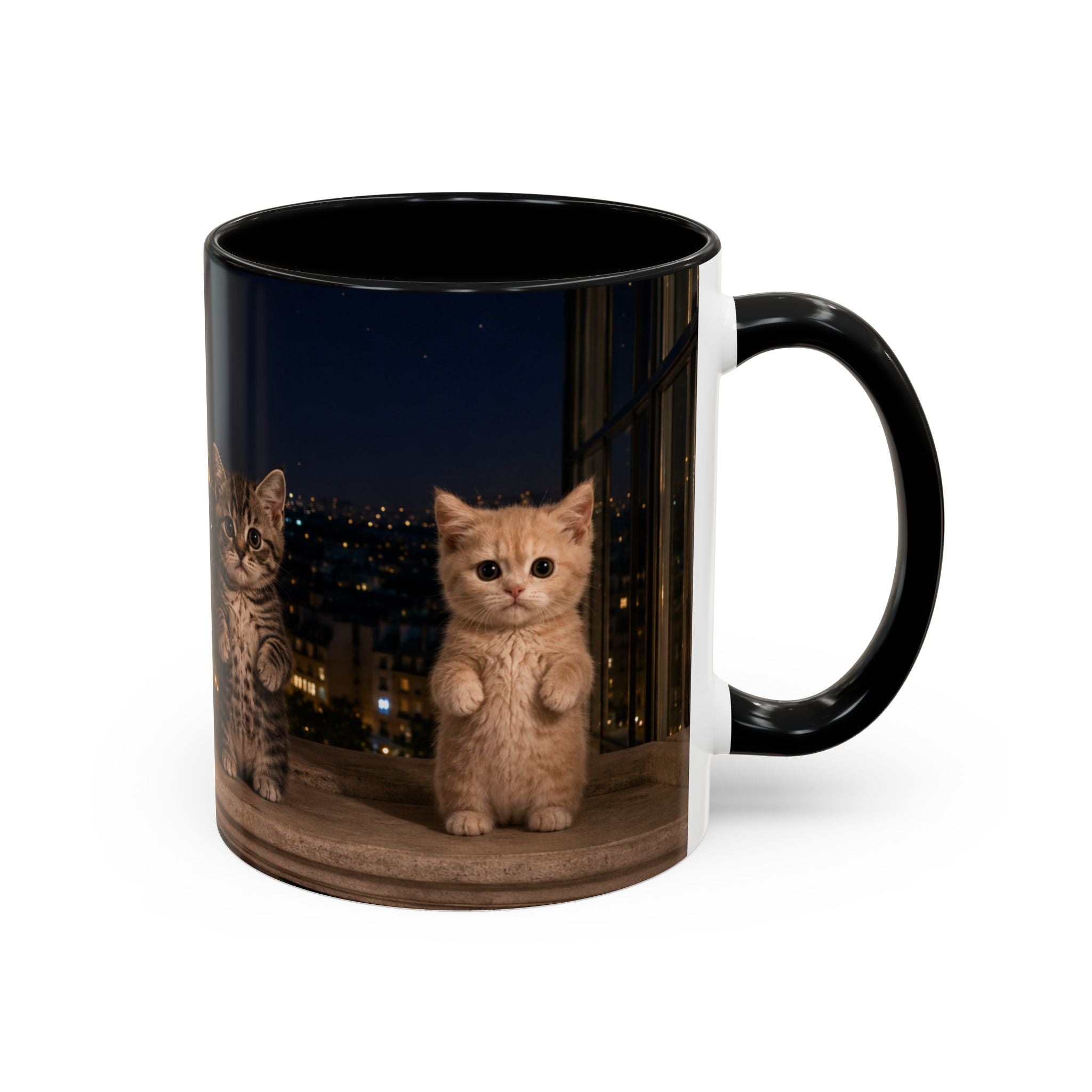 Paris Kittens Coffee Mug — Cute Cat Nightscape Accent Mug (11/15 oz)