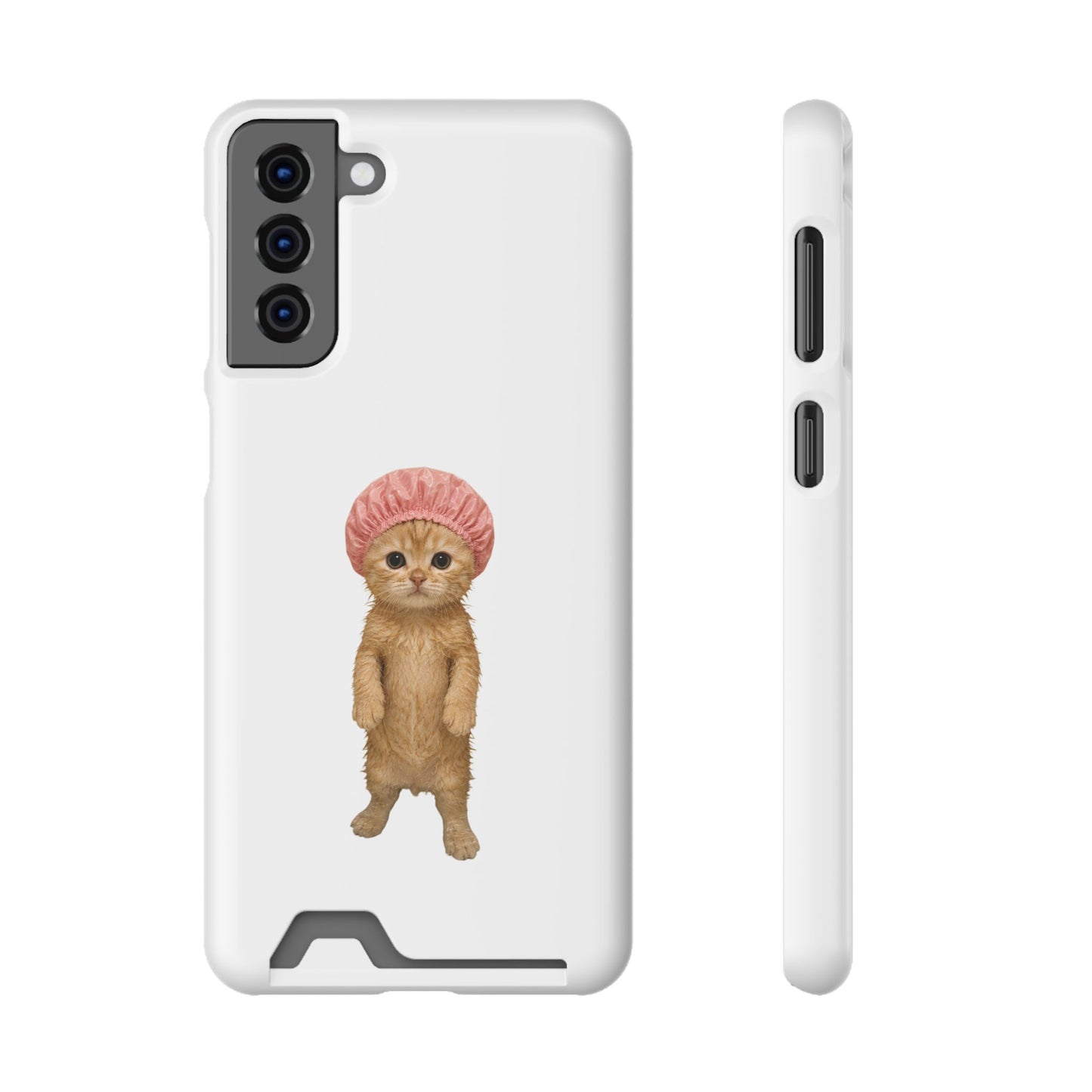 Cute Cat Shower Cap Phone Card Case