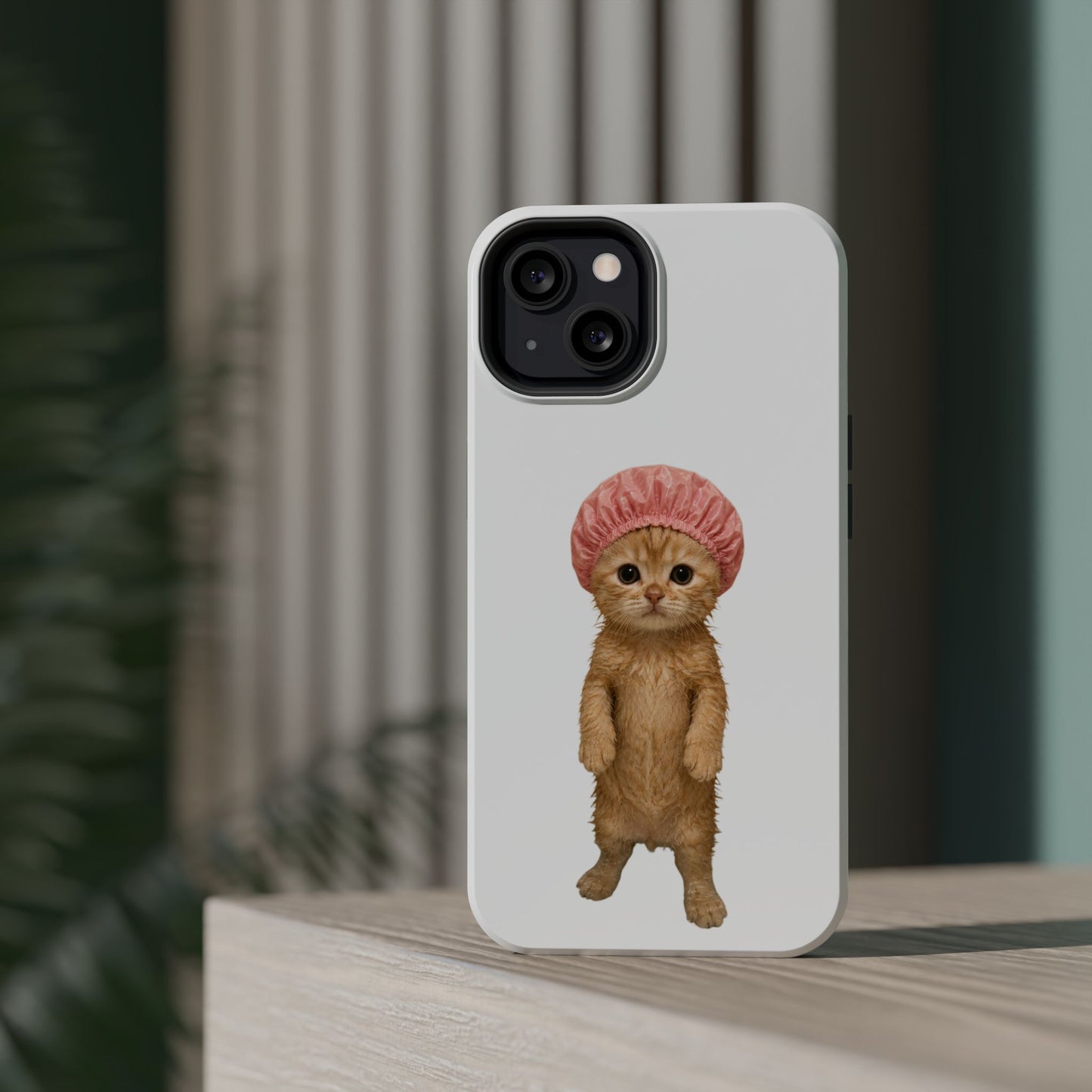 Cute Kitten in Shower Cap Magnetic Impact-Resistant Phone Case