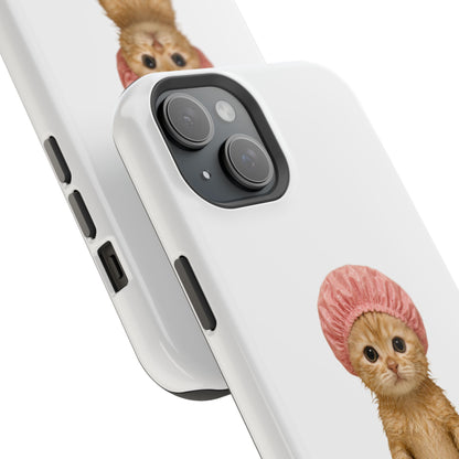 Cute Kitten in Shower Cap Magnetic Impact-Resistant Phone Case