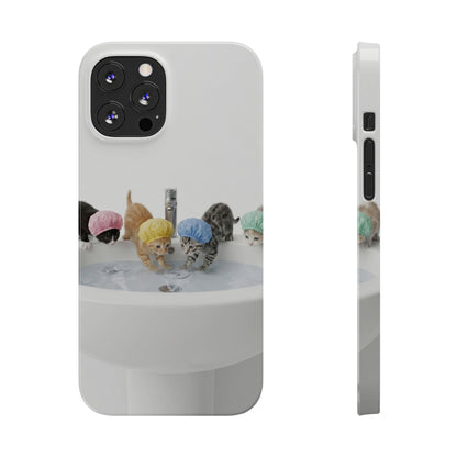 Slim Phone Case — Cute Kittens in Bathtub Design