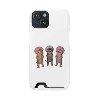 Cute Three Kittens Phone Case with Card Holder