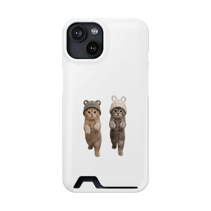 Kawaii Cats with Bear & Bunny  Cute Cat Duo Phone Card Case