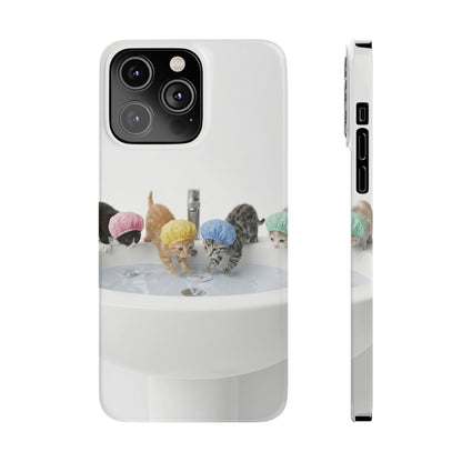 Slim Phone Case — Cute Kittens in Bathtub Design