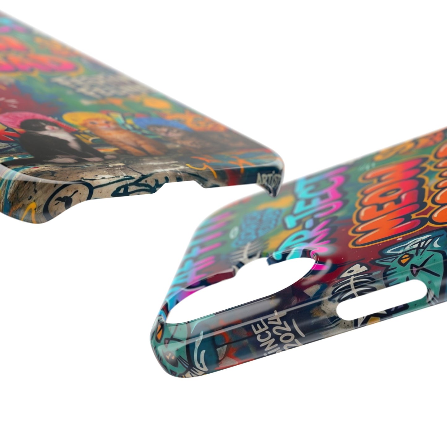 Meow Squad Graffiti Phone Case — Colorful Cat Crew Slim Case