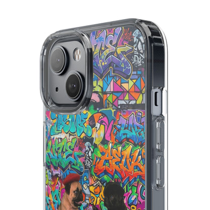 Clear Phone Case — Colorful Graffiti Pugs Design
