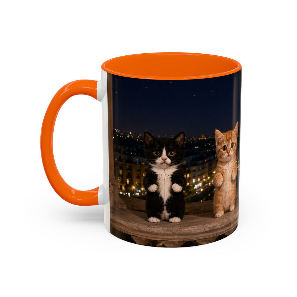 Paris Kittens Coffee Mug — Cute Cat Nightscape Accent Mug (11/15 oz)