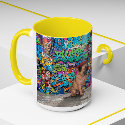 Graffiti Pug Coffee Mug — Colorful Street Art Accent Mug (11/15oz)