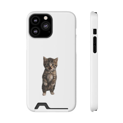 Cute Standing Kitten Phone Case with Card Holder