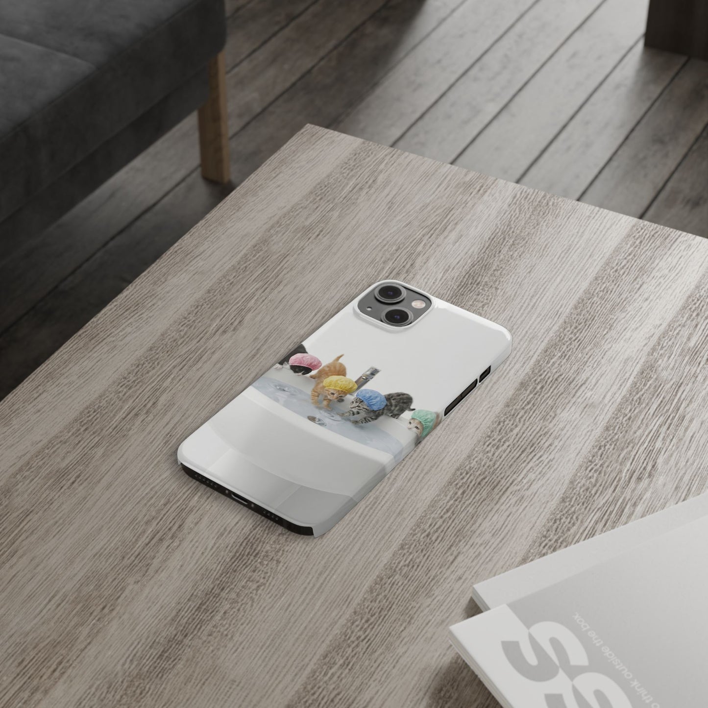 Slim Phone Case — Cute Kittens in Bathtub Design