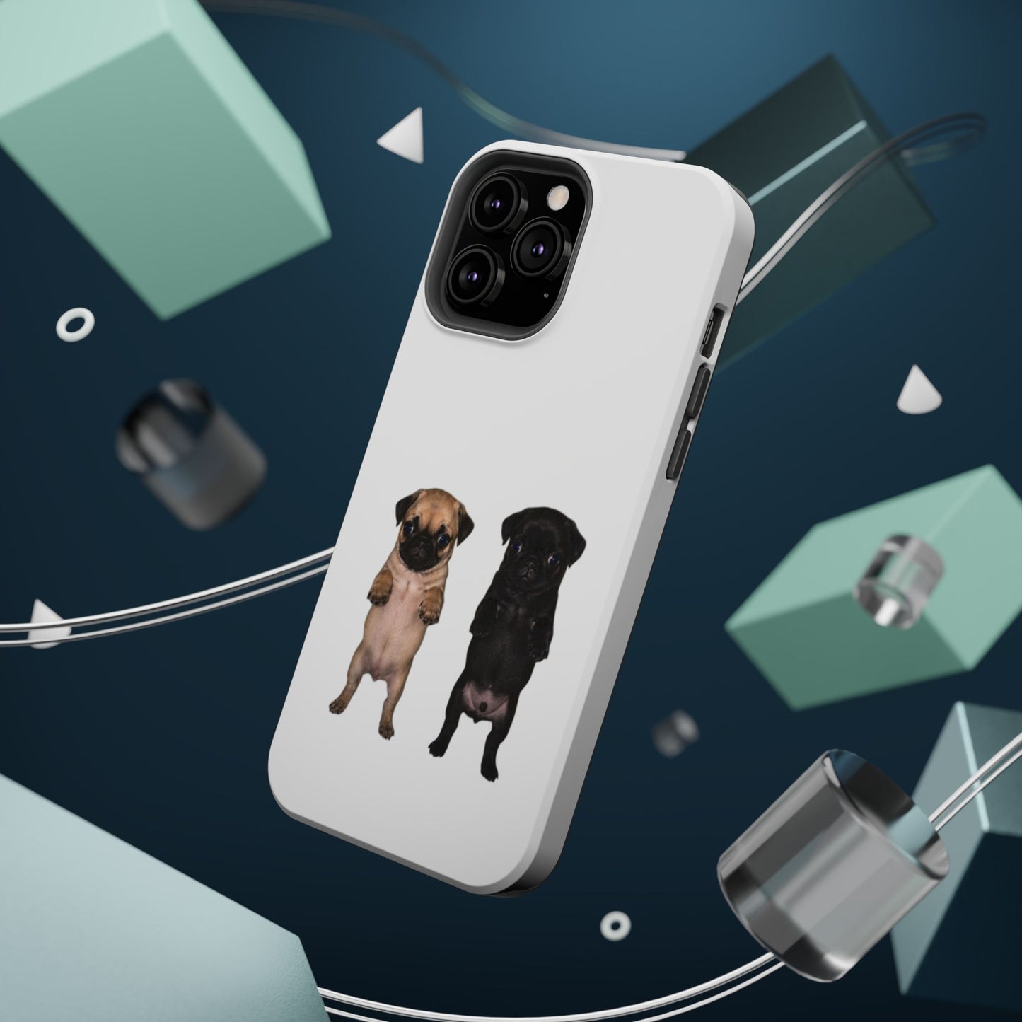 Cute Standing Pug Duo Magnetic Impact-Resistant Phone Case