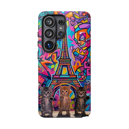 Cat Graffiti Eiffel Phone Case — Colorful Urban Parisian iPhone Cover