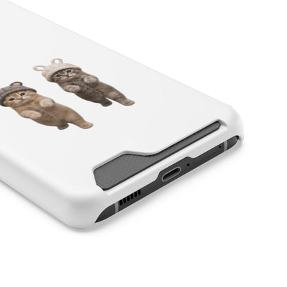 Kawaii Cats with Bear & Bunny  Cute Cat Duo Phone Card Case