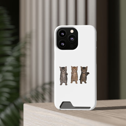 Cute Trio Kittens Phone Case with Card Holder