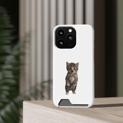 Cute Standing Kitten Phone Case with Card Holder