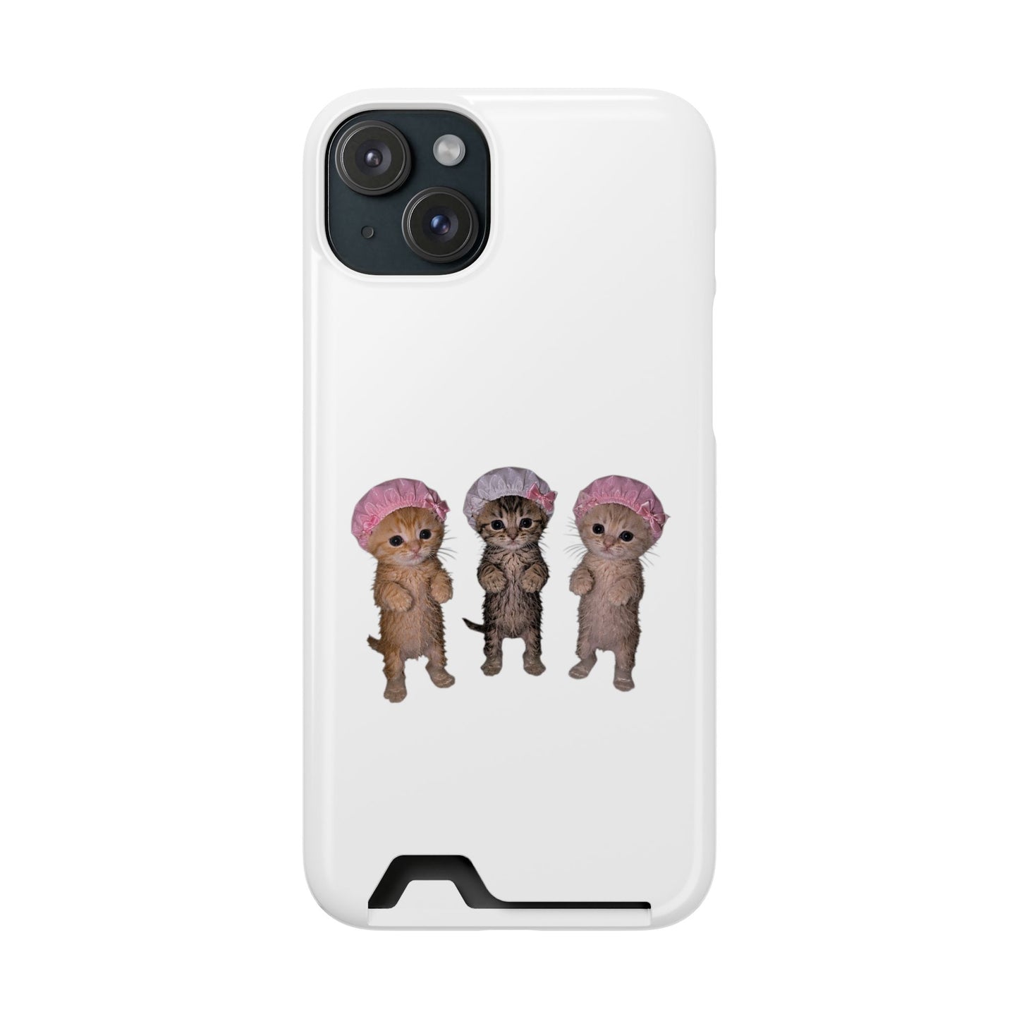Cute Three Kittens Phone Case with Card Holder