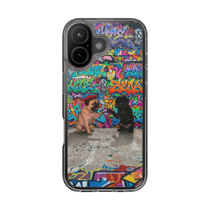 Clear Phone Case — Colorful Graffiti Pugs Design