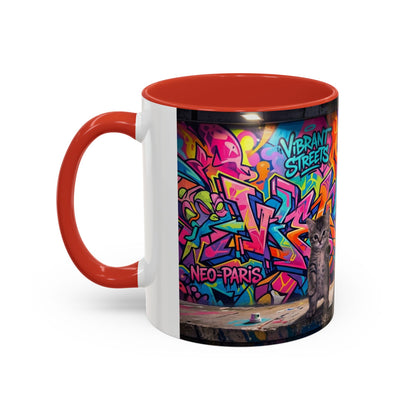 Street Kitties Graffiti Coffee Mug — Colorful Cat Art Accent Mug (11/15oz)