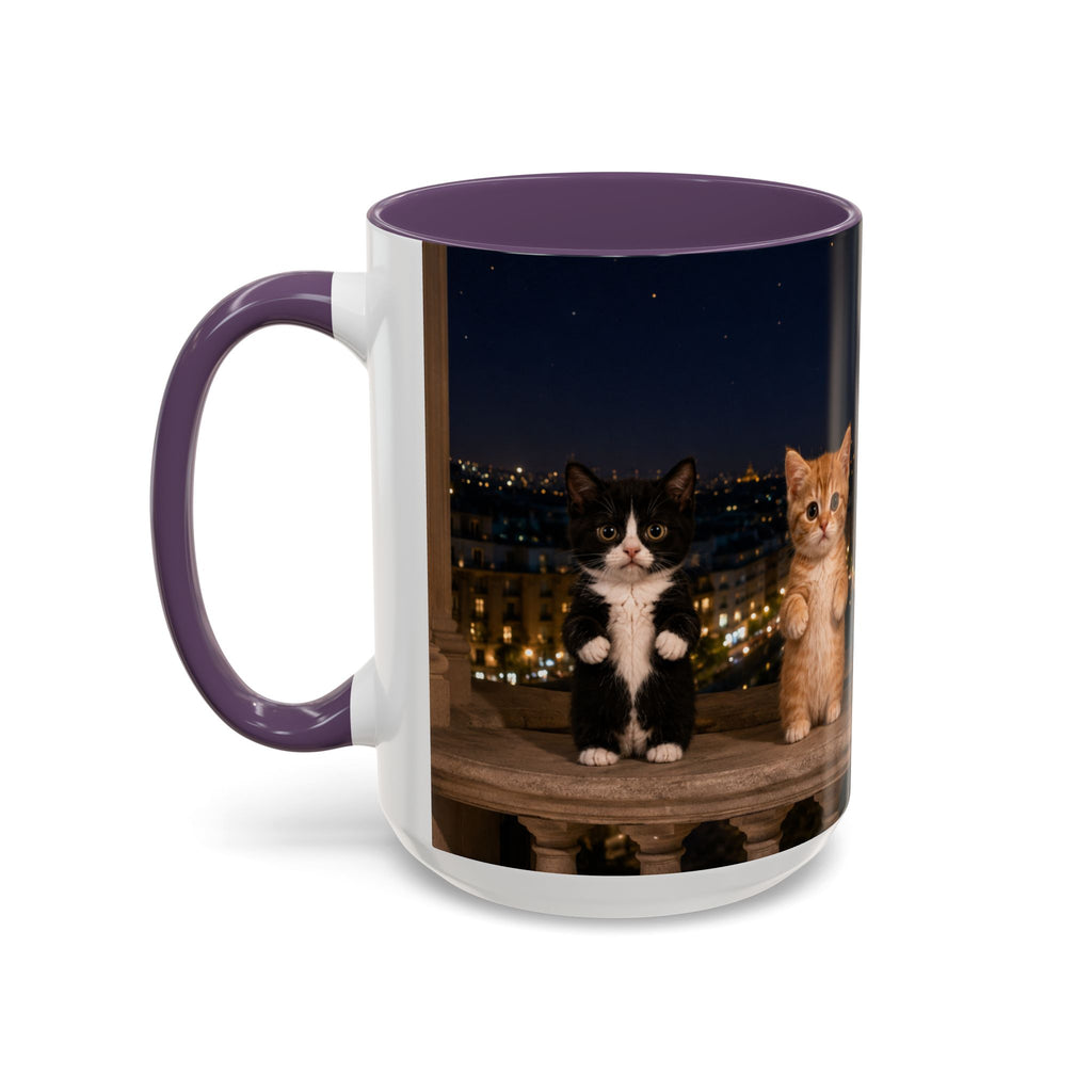 Paris Kittens Coffee Mug — Cute Cat Nightscape Accent Mug (11/15 oz)