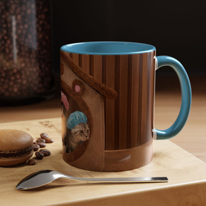 Cute Kittens in Shower Caps Accent Coffee Mug — Pink Interior 11/15oz